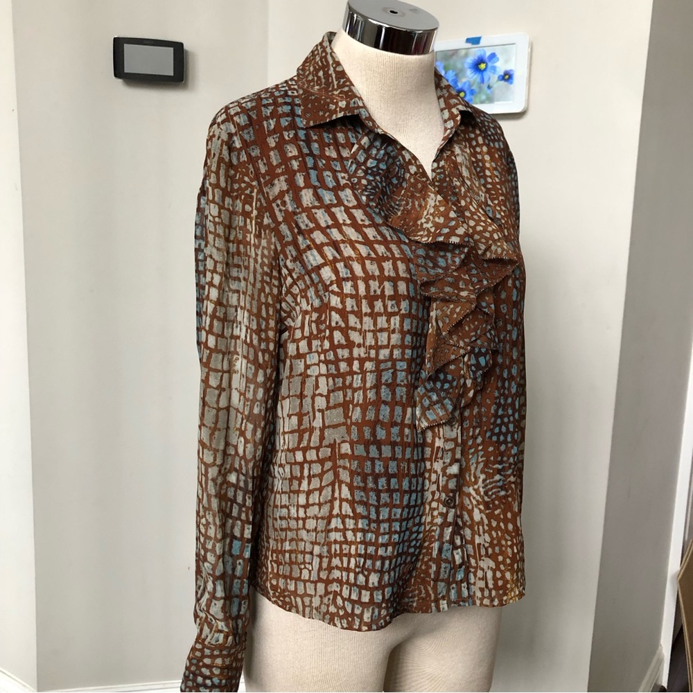 Evan picone Ruffle front sheer top - Picture 7 of 8